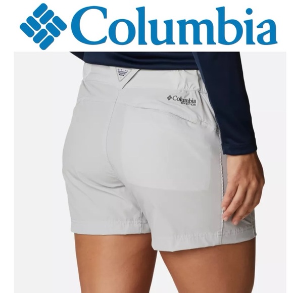 Columbia Women's PFG Omni Shade Coral Point III Shorts- Light Gray Size 14 - Picture 1 of 10